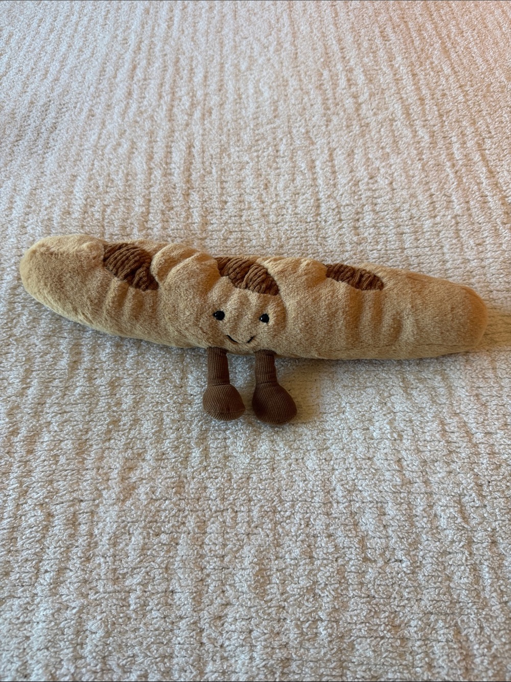Jellycat Brown & Tan Large Baguette Plush Toy with Smiley Face